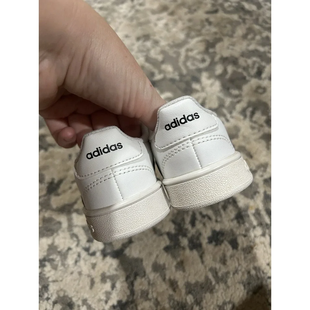 Toddler White And Black Adidas Grand Court Shoes Size 7